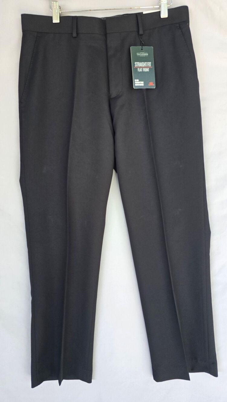 Dockers Dress Pants Men 32x30 Black Straight Fit Flat Front Tailored Collection